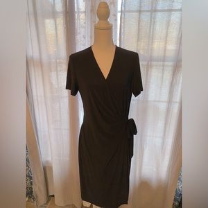 Anne Klein black dress size 12 faux wrap tie on side